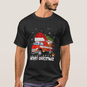 Fire Truck Xmas Tree Funny Firefighter Gift Merry T-Shirt