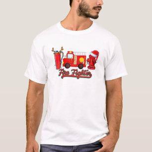 Fire Truck Xmas Tree Funny Firefighter Merry Chris T-Shirt