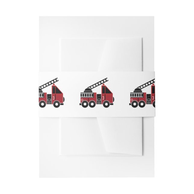 Fire trucks belly bands invitation belly band (Front Example)