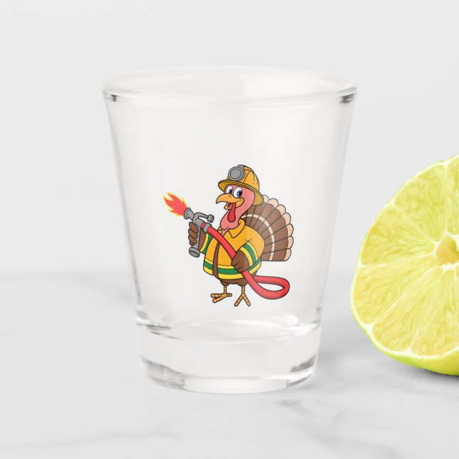 Fire trucks Firefighter Thanksgiving Turkey   Shot Glass (Front)
