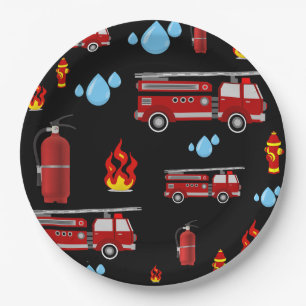 Fire Trucks Kids Party Boys Paper Napkins Plate