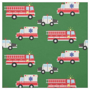 Fire Trucks Police Ambulance Cute Kids Emergency Fabric