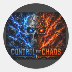 Fire vs Ice Skull 3D Shirt –  Classic Round Sticker