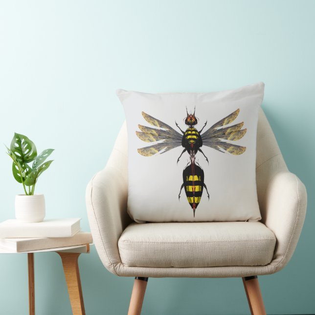 Fire Wasp – Surreal Nature Form Cushion (Chair)