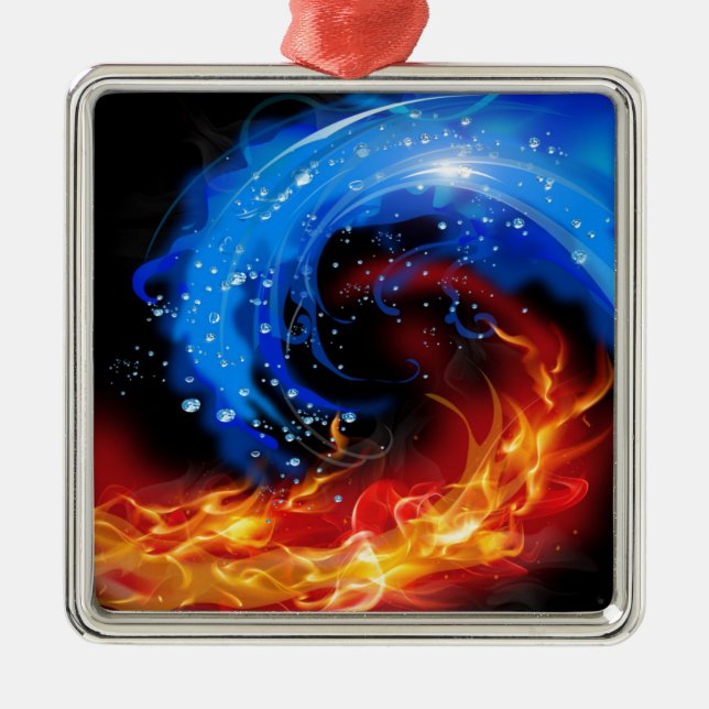 Fire & Water Cool Abstract Metal Tree Decoration (Front)