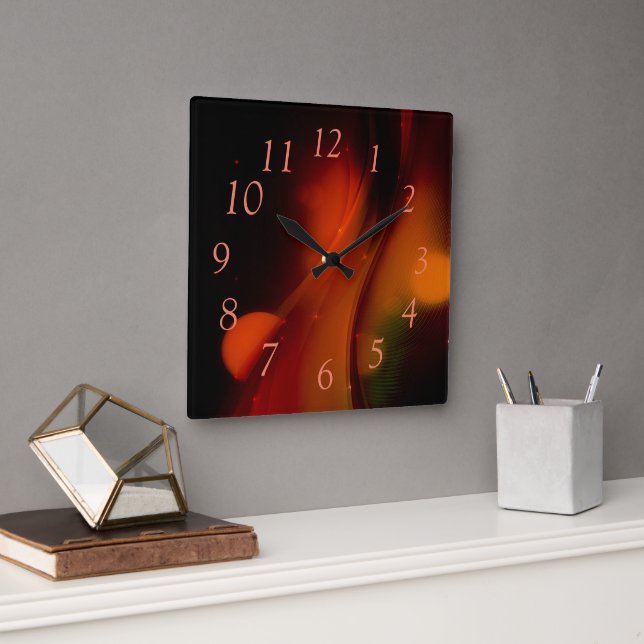 Fire Wave Square Wall Clock (Office)