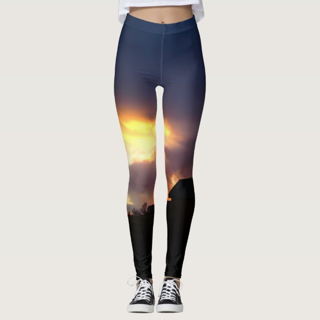 fire wave sunset leggings. leggings (Front)
