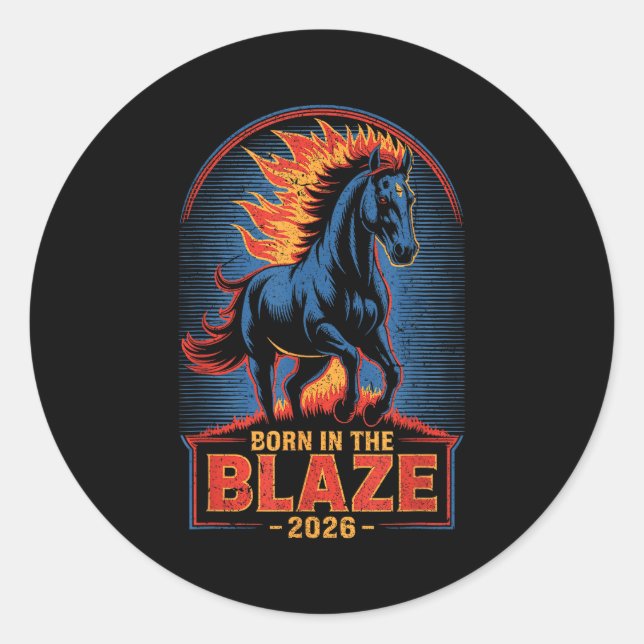 Fire Year Of The Horse – Chinese Zodiac New Year 2 Classic Round Sticker (Front)