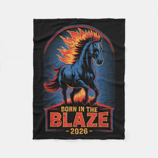 Fire Year Of The Horse – Chinese Zodiac New Year 2 Fleece Blanket (Front)