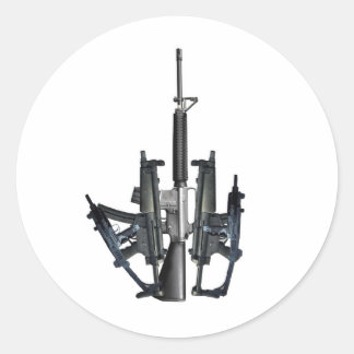 Firearm Middle Finger Classic Round Sticker