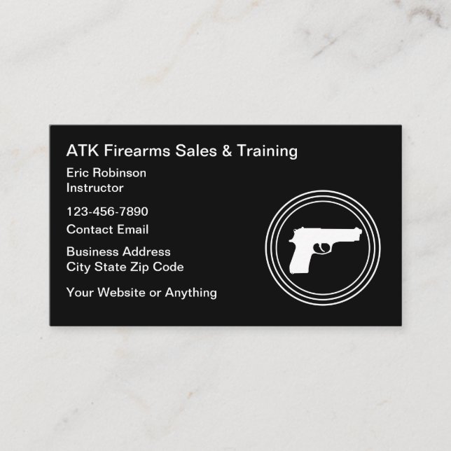 Firearms Range And Safety Training Business Card (Front)