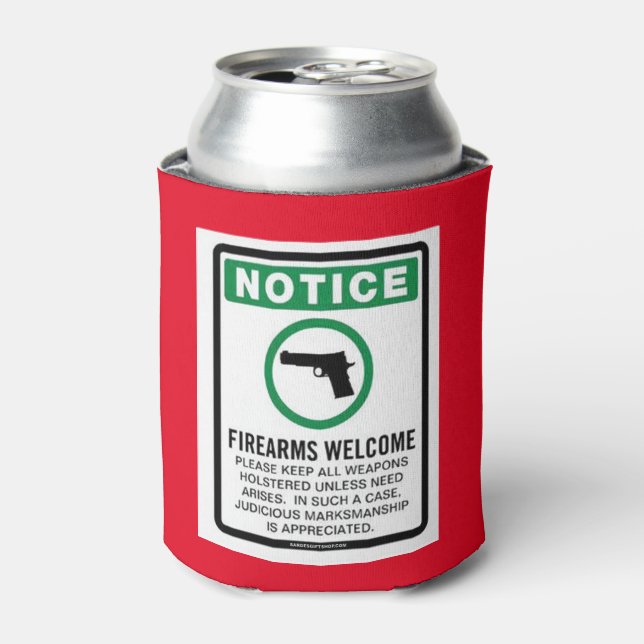 FIREARMS WELCOME CAN COOLER (Can Front)
