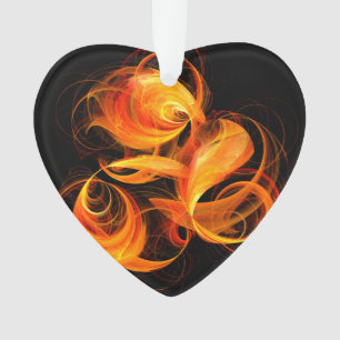 Fireball Abstract Art Acrylic Heart Ornament