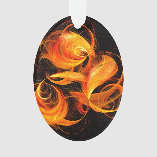 Fireball Abstract Art Acrylic Oval Ornament (Front)