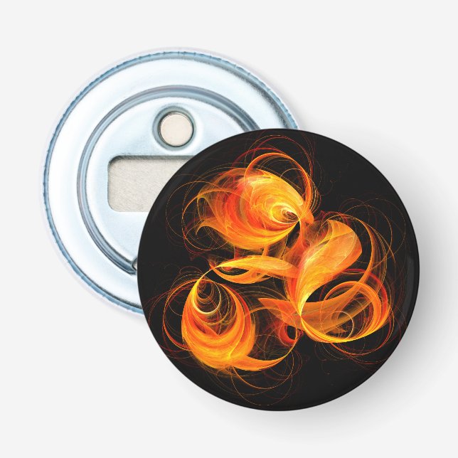 Fireball Abstract Art Button Bottle Opener (Front)