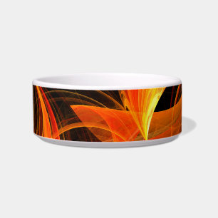 Fireball Abstract Art Cat Bowl