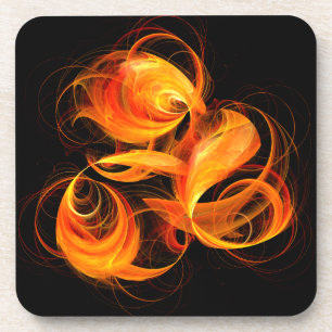 Fireball Abstract Art Cork Coaster