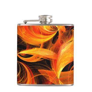 Fireball Abstract Art Hip Flask