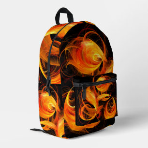 Fireball Abstract Art Printed Backpack