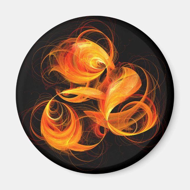 Fireball Abstract Art Round Magnet (Front)