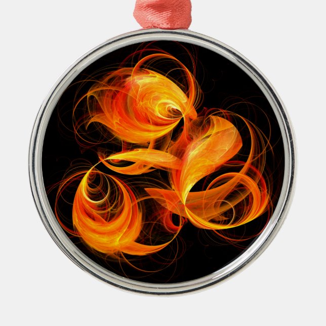 Fireball Abstract Art Round Metal Tree Decoration (Front)