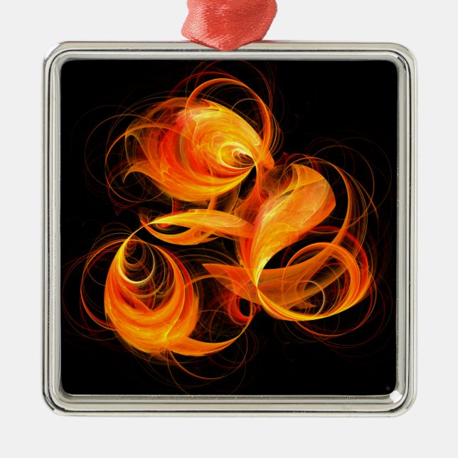 Fireball Abstract Art Square Metal Tree Decoration (Front)