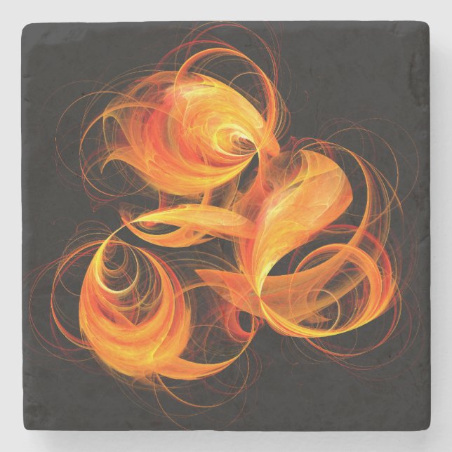Fireball Abstract Art Stone Coaster (Front)