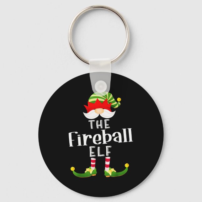 Fireball Elf Group Christmas Funny Pajama Party  Key Ring (Front)