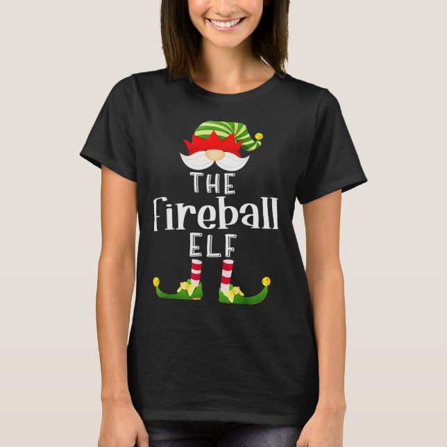 Fireball Elf Group Christmas Funny Pajama Party  T-Shirt (Front)
