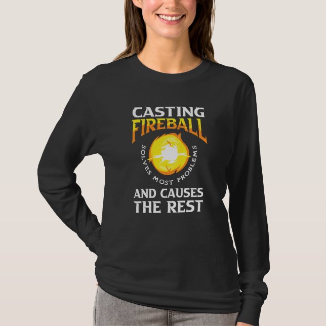 Fireball Rpg Mage Tabletop Gaming Roleplaying T-Shirt (Front)