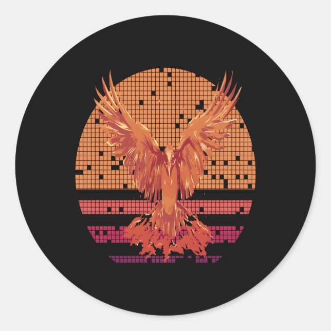 Firebird Fantasy Fire Phoenix Rise From Ashes Classic Round Sticker (Front)