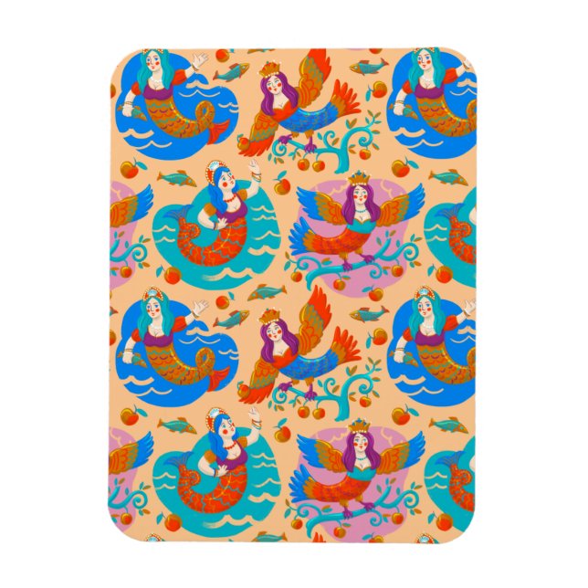 Firebirds and mermaids magnet (Vertical)