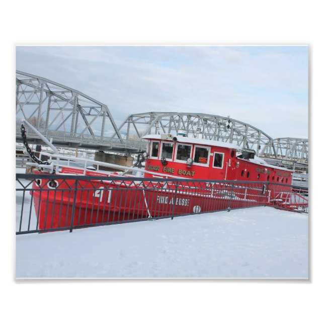Fireboat in Winter Photography Print (Front)