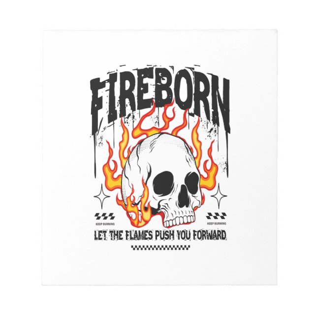 Fireborn Skull Urban Streetwear Notepad (Front)