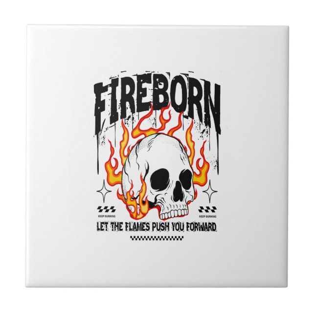Fireborn Skull Urban Streetwear Tile (Front)