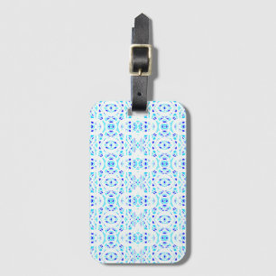 Firebrand Blue White Abstract Gouache Art Luggage Tag