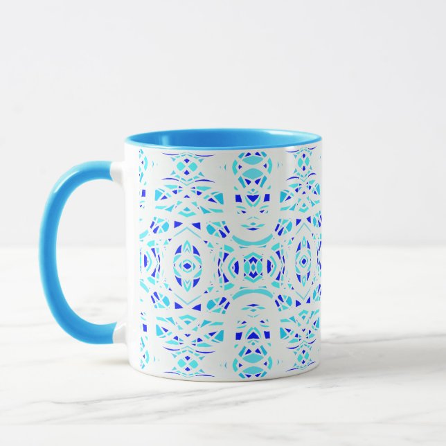 Firebrand Blue White Abstract Gouache Art Mug (Left)