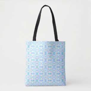 Firebrand Blue White Abstract Gouache Art Tote Bag