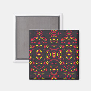 Firebrand Red Orange Yellow Abstract Gouache Art Magnet