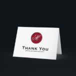 Firebrick Red Circle Monogram Thank You Card<br><div class="desc">Firebrick Red Circle Monogram Thank You Card 
 
 Elegant yet modern wedding thank you card with firebrick red circle monogram with formal script. Other colours are available in my store. For enquiries please click on the contact button above.  



  



  



  


 
  



  


com</div>