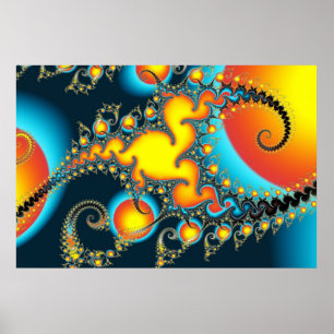 Fireburst Fractal Art Poster
