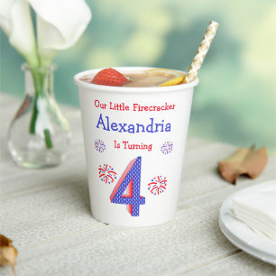 Firecracker 4th Birthday Paper Cups