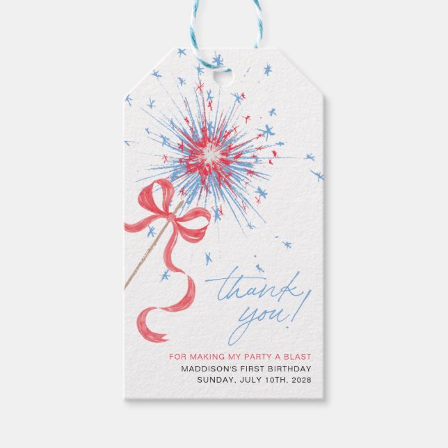 Firecracker 4th of July Favour Tags (Front)