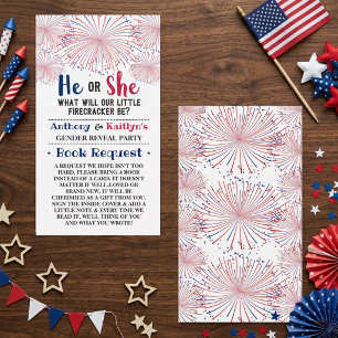 Firecracker 4th Of July Gender Reveal Party Enclosure Card