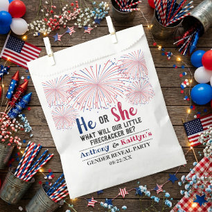 Firecracker 4th Of July Gender Reveal Party Favour Bags