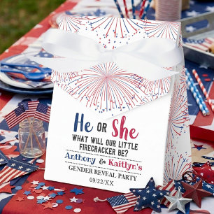 Firecracker 4th Of July Gender Reveal Party Favour Box