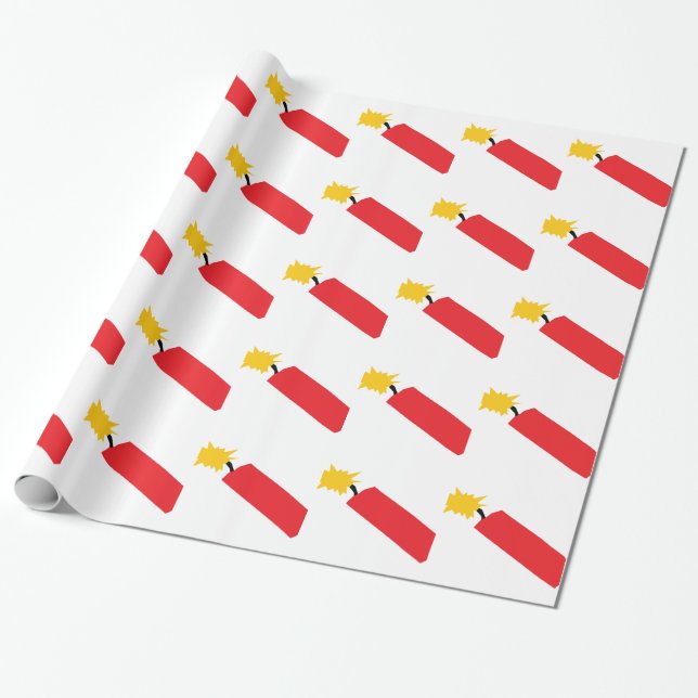 Firecracker cartoon, TNT, dynamite Wrapping Paper (Unrolled)