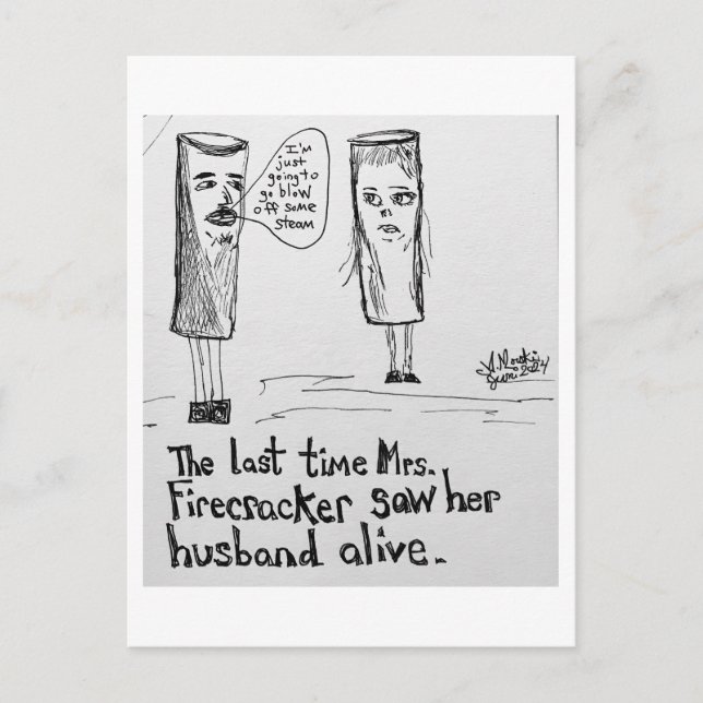 Firecracker Couple Fourth of July Greeting Postcard (Front)