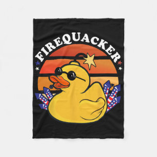 Firecracker Duck 4th Of July Patriotic Day Usa Fla Fleece Blanket