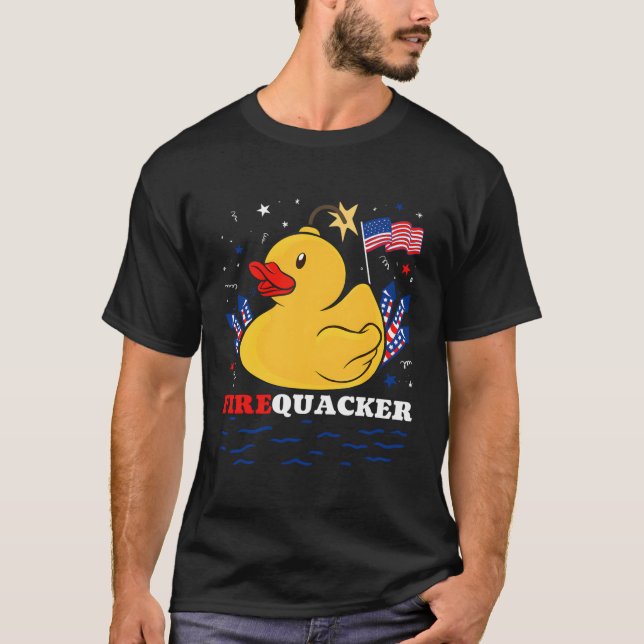 Firecracker Duck 4Th Of July Patriotic Day Usa Fla T-Shirt (Front)